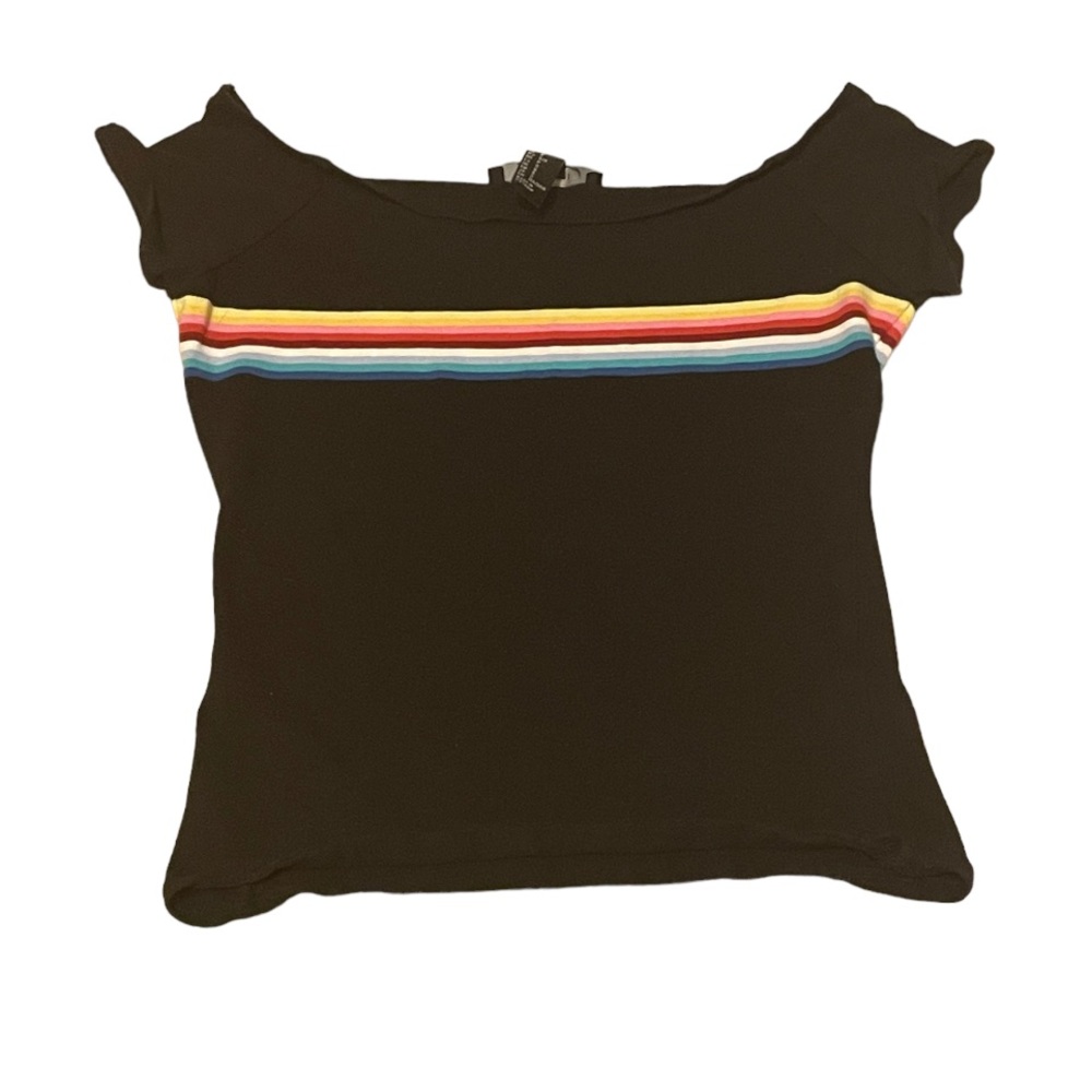 Forever 21 rainbow off the shoulder tee